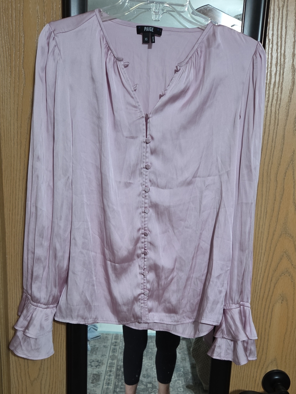 PAIGE Lightweight Purple Button-Front Blouse with Ruffle Cuffs
